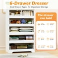 thumbnail image 6 of Eunon 6 White Drawer Dresser, Wood Storage Chest Organizers ,Chests of Drawers with Large Organizer for Bedroom Living Room, 6 of 9