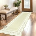 thumbnail image 5 of Garvee 2'x6' Scalloped Floral Rug Modern Farmhouse Carpet, Washable Rug with Non Slip Backing Soft Foldable Mat for Hallway Bedroom Kitchen, Beige, 5 of 8