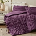 thumbnail image 6 of Regency Heights Full/Queen Soft Washed Comforter Set, Ruched Striped Dorm Bedding Sets, 3-Piece Purple French Country Comforter Bed Set with Bow Ties and Sham for All Season, 6 of 13