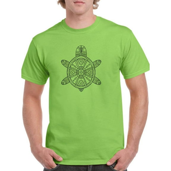 Sea Turtle Mandala Lineart T-Shirt Men -Image by Shutterstock, Male 3X-Large