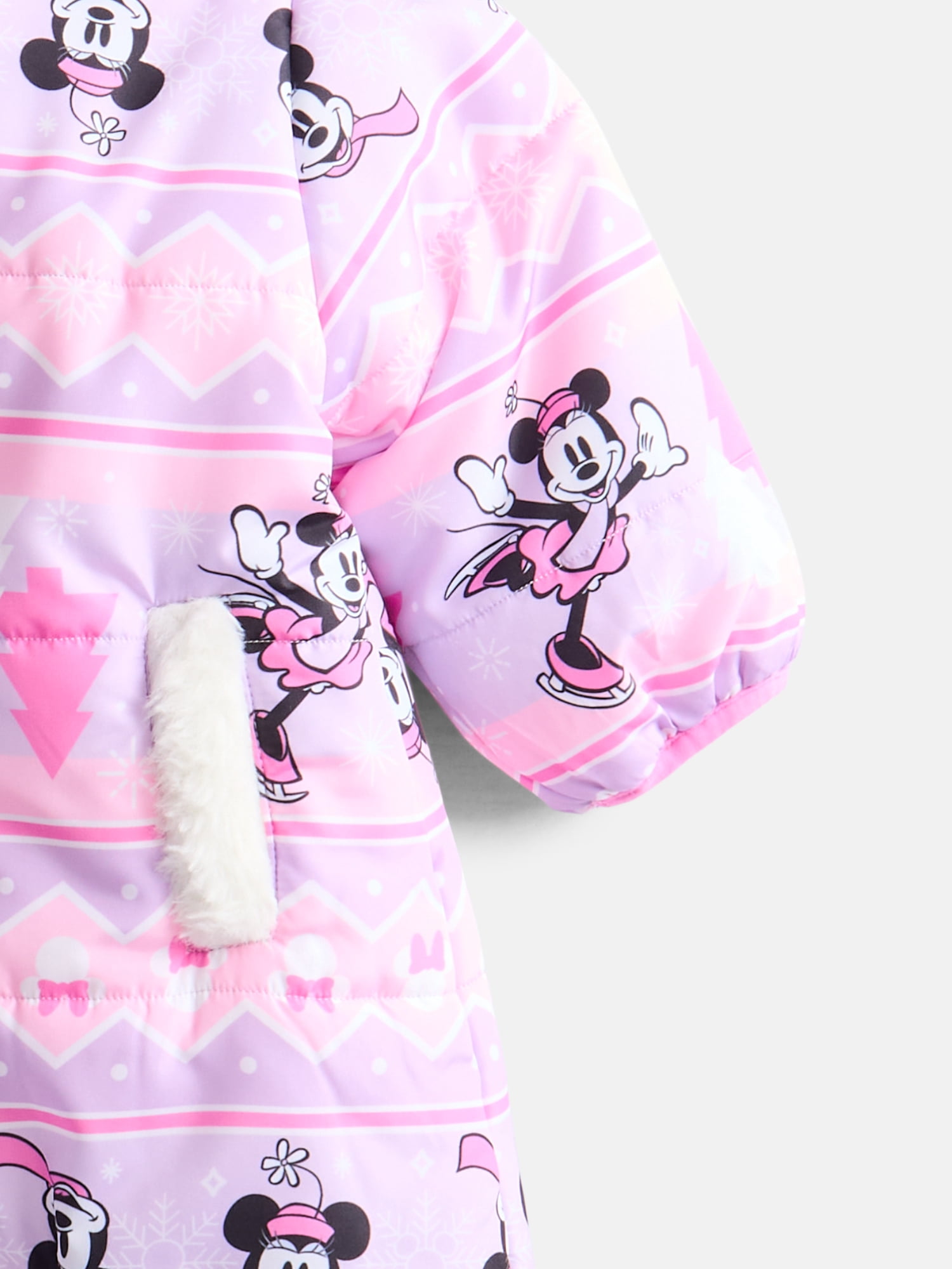 Minnie Mouse Baby Girls Hooded Fleece Lined Bodysuit, Sizes 0/3M-6/9M