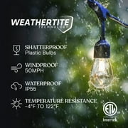 Brightech Ambience Pro Solar Black 27 ft Hanging LED Outdoor String Lights, 2 Watt, S14 Light Bulbs, 3000K