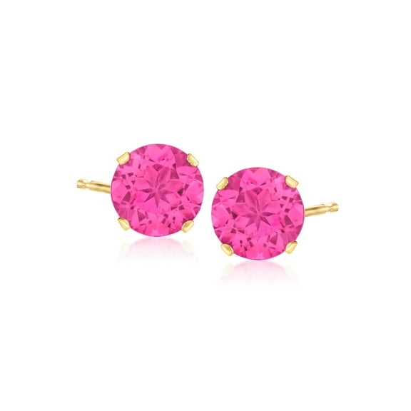 Ross-Simons 4.80 ct. t.w. Pink Topaz Martini Stud Earrings in 14kt Yellow Gold, Women's, Adult