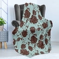 thumbnail image 4 of Floral Soft Flannel Fleece Throw Blanket, Ornamental Flowers Design with Curvy Swirled Branches and Leaves Vintage Art, Cozy Plush for Indoor and Outdoor Use, 60" x 80", Baby Blue Brown, by Ambesonne, 4 of 5