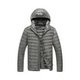 thumbnail image 2 of Hogleaql Plus Size Puffer Jacket Mens Zip Up Long Sleeve Thermal Quilted Cotton Coat Hooded Collar with Pockets Loose Fit Solid Color Comfy Warm Winter Fashion Jacket Outfits Light Gray XL, 2 of 3