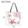 thumbnail image 5 of FORMRS Womens Canvas Tote Bag with Zipper Inner Pocket Shoulder Handbag, White Starfish, 5 of 7
