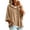 Khaki, variant on Womens Solid Hooded Sweater Top Three Quarter Sleeve Drawstring Pullover Loose Fit Knit Tunic Casual Hooded Poncho Style BlackXL