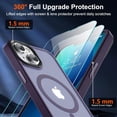 thumbnail image 3 of KOMI Magnetic for iPhone 13 Case, [Compatible with MagSafe][10 FT Military Grade Drop Protection] [2+Tempered Glass Screen Protector] Non-Slip Heavy Duty Full-Body Shockproof Phone Case, Dark Purple, 3 of 4