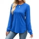 thumbnail image 2 of Camisas de Larga para Mujer, Moda Otoño 2025, Camisas Formales Informales, Blusas Tipo Túnica Plisadas con Cuello Redondo. Azul S, 2 of 10
