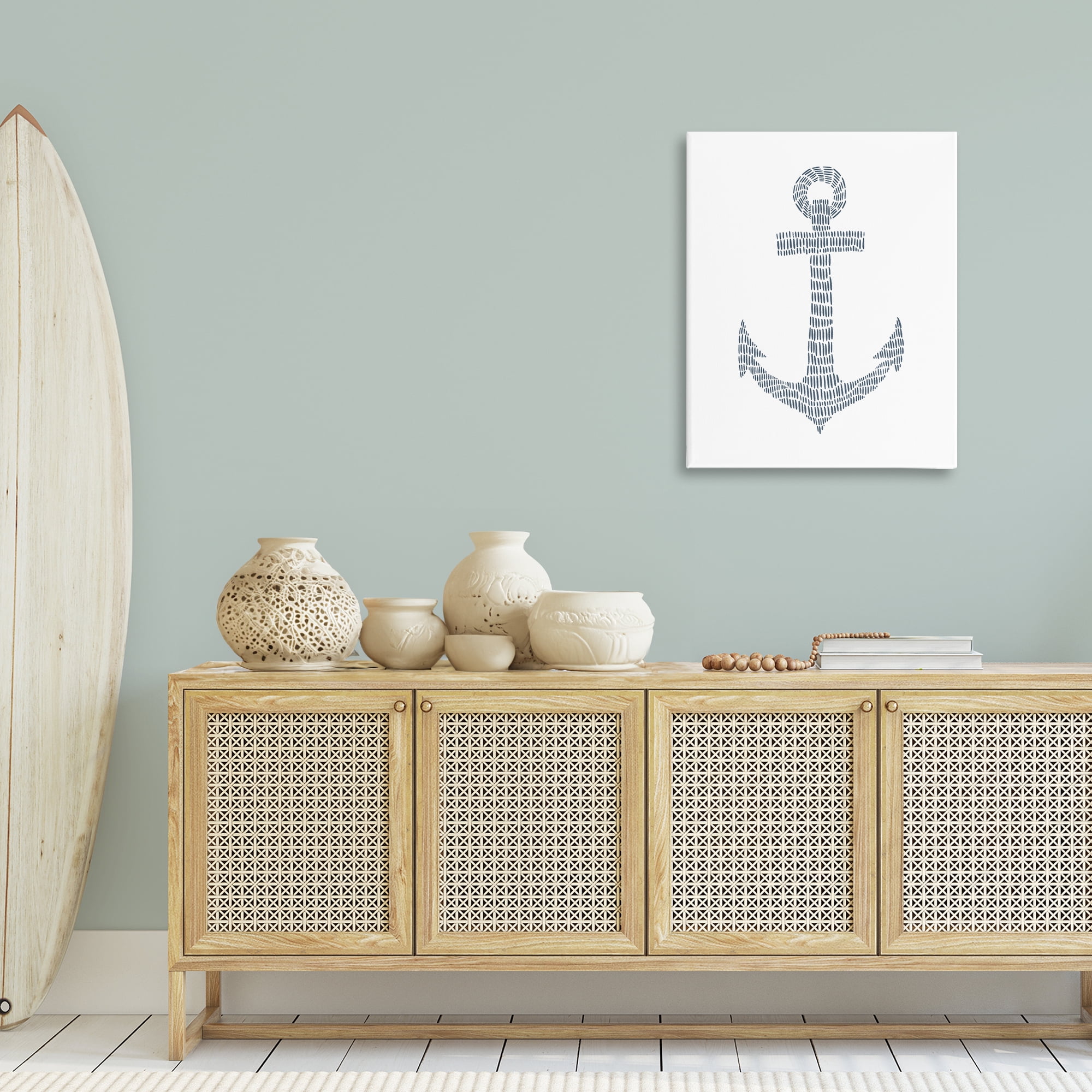 Stupell Industries Minimal Nautical Anchor Coastal Painting Gallery Wrapped Canvas Art Print Wall Art, 24 x 30