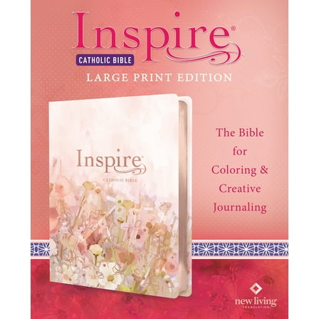 Inspire Catholic Bible NLT Large Print (Leatherlike, Pink Fields with Rose Gold): The Bible for Coloring & Creative Jour, (Hardcover)