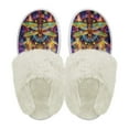 thumbnail image 2 of Chririnla Mandala Dragonfly Cotton Slippers with Fur Edges Warm House Shoes with Anti-Skid Sole Warm Plush Bedroom Shoes, 2 of 7