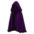 thumbnail image 4 of Wensltd Women Men Christmas Lace Ruffle Trim Solid Color Hooded Short Velvet Cape Matching Set Festive Warm Party Costume Red, 4 of 6