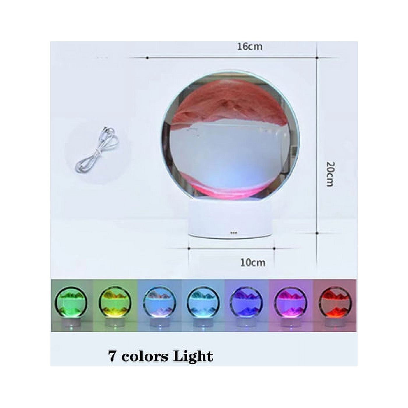 3D Sand Art Liquid Motion, Kinetic Art Quicksand Painting with Led Light Home Office Relaxing Mood Desktop Sandscape Ambient Lighting