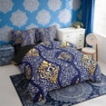 thumbnail image 3 of Erosebridal Navy Gold Paisley Twin Bedding Sets, Hippie Bohemian Bedding Comforter Set, Black Reversible 7pcs, 3 of 6