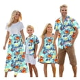 thumbnail image 1 of Trajes hawaianos a juego en azul cromoncent para papá e hijo, 1 of 7