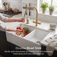 thumbnail image 4 of Houzer Platus 33 inch White Fireclay Apron Front Farmhouse 60/40 Double Bowl Kitchen Sink - PTD-6040 WH, 4 of 9
