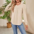 thumbnail image 6 of Jewelreauty Women's Round Neck Pullover Tops Long Sleeve Solid Color Comfort Shirts Fashion Loose Casual Blouses (S, Beige), 6 of 7