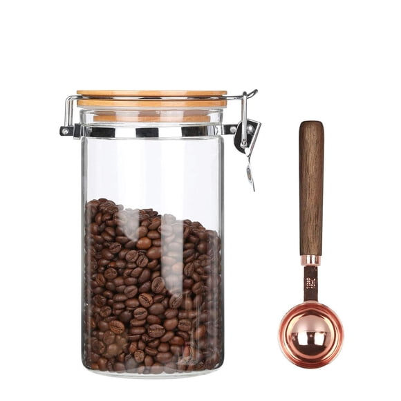 Recipiente de almacenamiento de granos de café KKC, vidrio borosilicato, 1200 ml