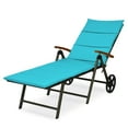 thumbnail image 1 of Topbuy Chaise Longue d'Extérieur en Rotin Osier - Ensemble de 1, Turquoise, 1 of 10