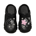 thumbnail image 1 of Non-Slip 30° Tilt Textured Outsole Hollow Grip Platform Sandals - Odorless, Soft Elastic, Eco-Friendly, Leg-Lengthening Design, Star Pattern, Black, Size 40-41 - Comfortable Cotton-Like Walking, 1 of 6