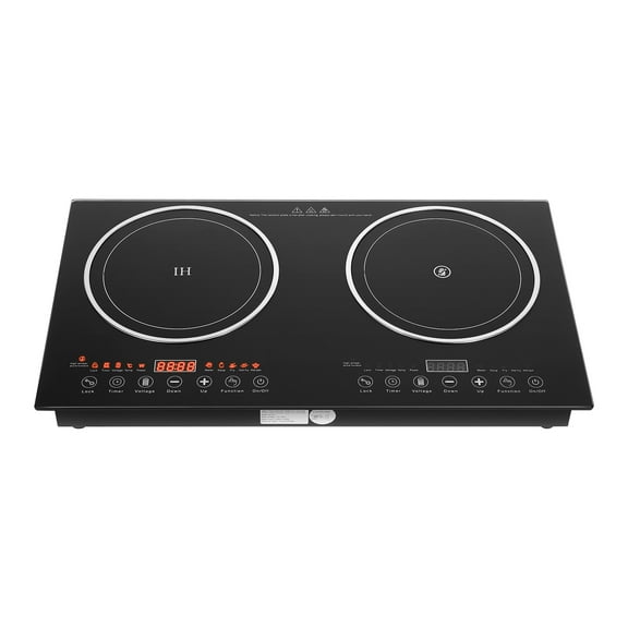 ChicHomey Dual-Zone Induction Cooktop 2400W Fast Heating,Independent Temp Control,Smart Touch Preset for Kitchen