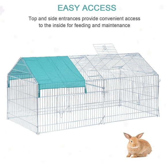 SAEWUD Large No-Rust Galvanized Chicken Coop, 71"x30" Outdoor Pet Run for Backyard, Secure Metal Playpen for Rabbits, Ducks, Hens