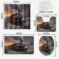 thumbnail image 2 of Steam Engine Shower Curtain Set with Rugs Vintage Train Railway Mountain Winter Natural Scenery Country with Toilet Lid Cover, Bath Mat, Shower Curtains for Bathroom Rug Set, 72x72 Inch, 2 of 4