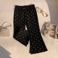 thumbnail image 2 of Girls Polka Dots Flare Pants Spring Summer Bow Elastic High Waist Wide Leg Bell Bottom Sweatpants with Ruffle Hem Kids, 2 of 5