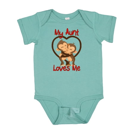 

Inktastic My Aunt Loves Me Monkey Gift Baby Boy or Baby Girl Bodysuit