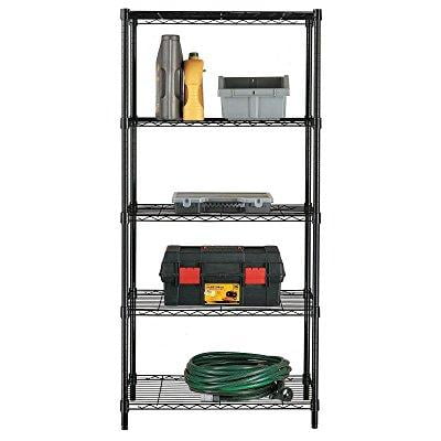 Garage Storage 5 Tier Shelving Unit Black Shelf Deep Shelves