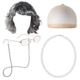 thumbnail image 2 of Wigs for Women Old Lady Costume for Kids 100 Days of School Bun Wig Glasses Wig Cap Pearl Necklace Accessories Wigs Human Hair Lace Front Wigs Back to Dorm for wedding, 2 of 4