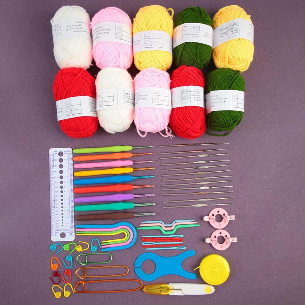 Crochet Hooks Set Crochet Kits for Beginner Knitting Kits Includes Ergonomic Metal Crochet Hooks Accessories Tools
