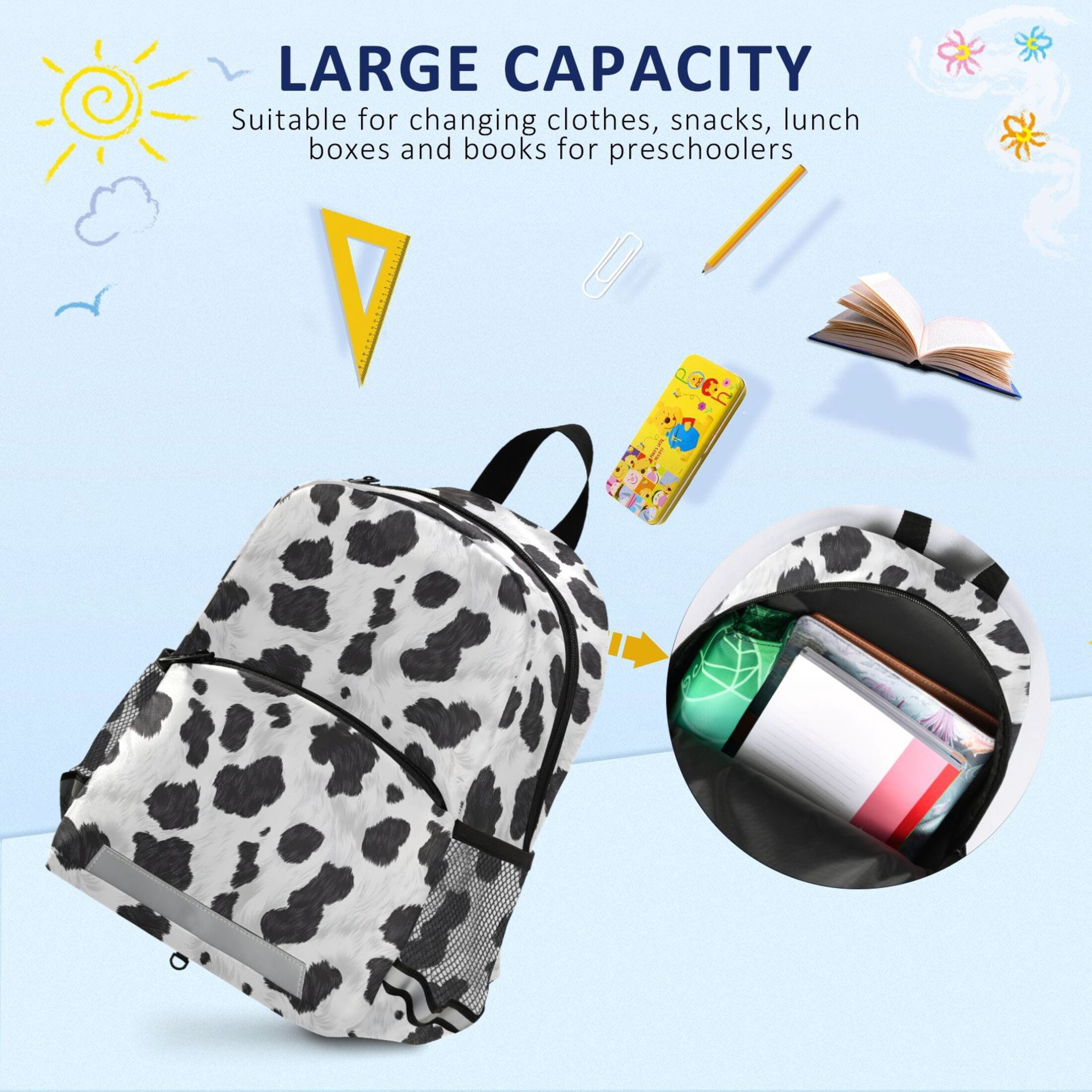 ALAZA Cow Print School Backpack Elementary Student Bookbag