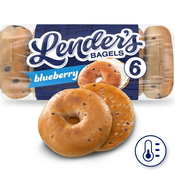 Lender's Original Blueberry Bagels, 6 count, Pre-sliced Refrigerated Bagels, 17.1 oz Bag