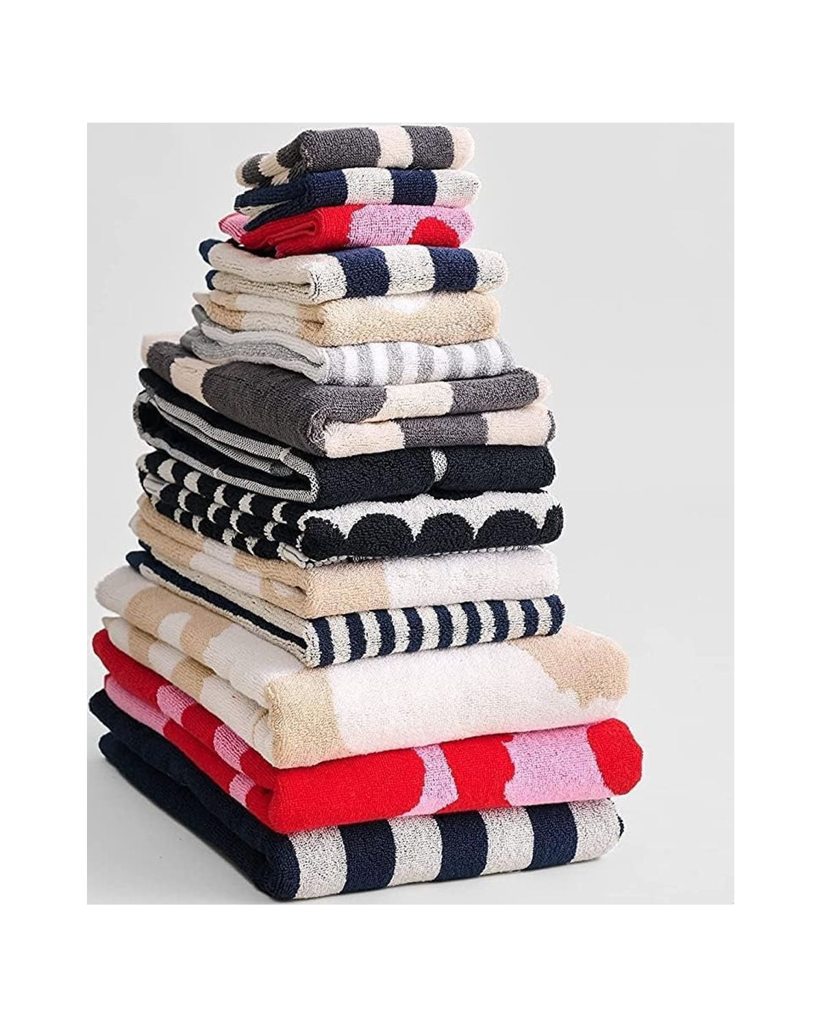 Marimekko Rasymatto Towel | Black & White - Unikko Hand Towel Beige, White (28" x 20")