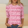 thumbnail image 2 of Penkiiy Chemises de la Saint-Valentin pour Femmes, Graphique Cœur, Col Rond, Hauts Décontractés, Blouses Amples à Manches 3/4, Grande Taille, Tunique 2025 3TG Multicolore, 2 of 5