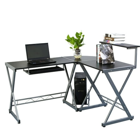 Zimtown L Shaped Computer Desk With Shelf Keyboard Tray Corner Zimtown L Shaped Computer Desk With