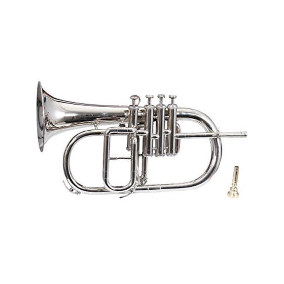 WASHINGTON FILM FEST Flugel Horn Nickel Plated Bb 4 Valve - With Hard Case MP