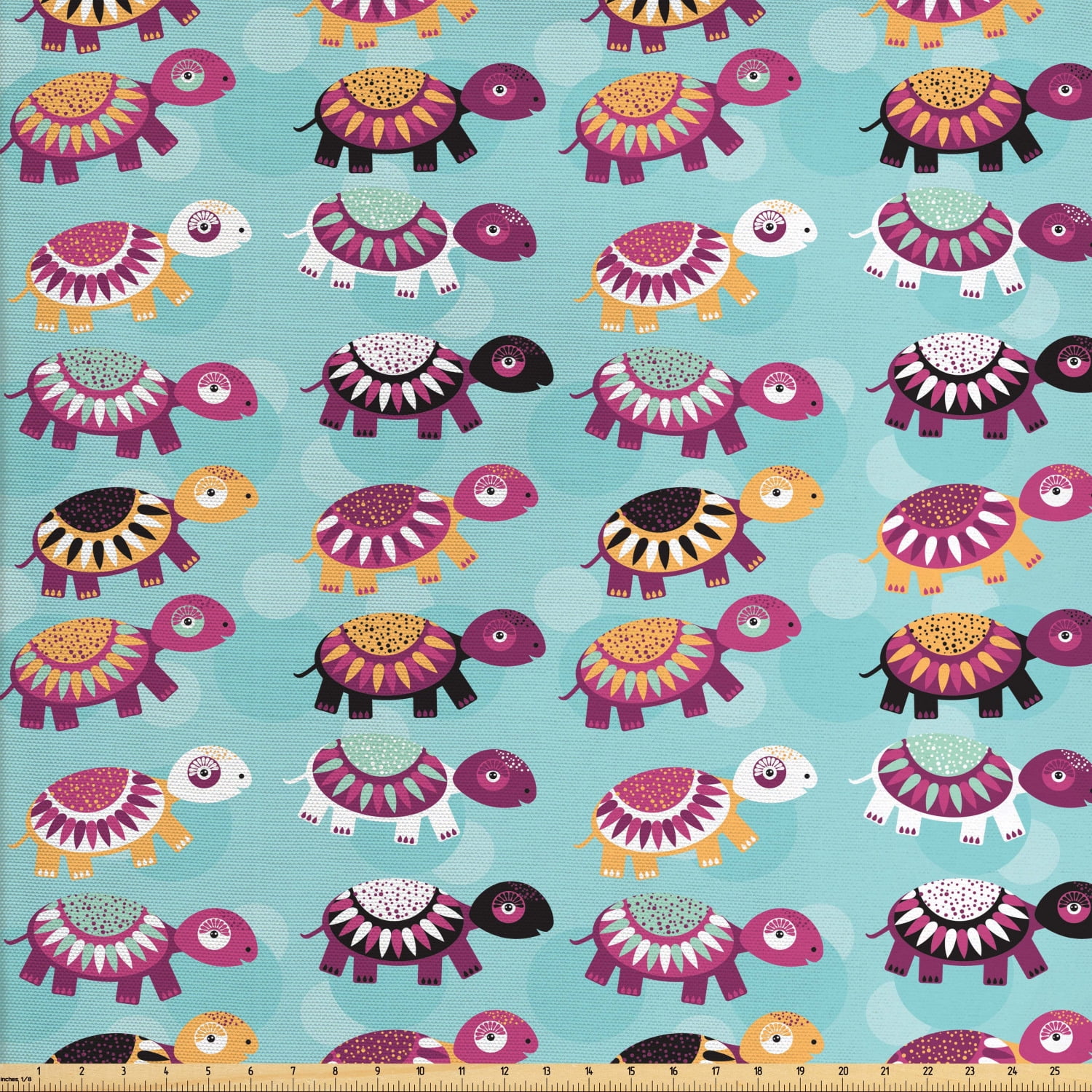Turtle Fabric by The Yard, Baby Animals in Different Colors with