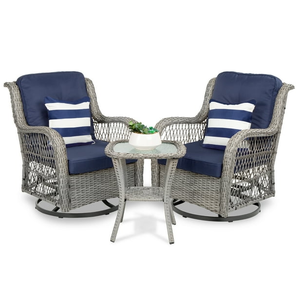 Best Choice Products 3-Piece Patio Wicker Bistro Furniture ...