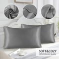 thumbnail image 5 of Hiroekza 2-Pack Premium Emulation Silk Satin Pillowcases - Beauty & Hair Care, Comfortable & Breathable, Anti-Pilling (Multiple Colors) Gray, 5 of 6