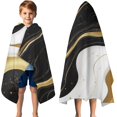 thumbnail image 3 of Black White Gold Marble Pattern Hooded Bath Towel，50"x30" for Ages 3 To 12 Kids, Quick Dry Lightweight Soft Microfiber Hood Beach Towel Cover Up for Kids, 3 of 7