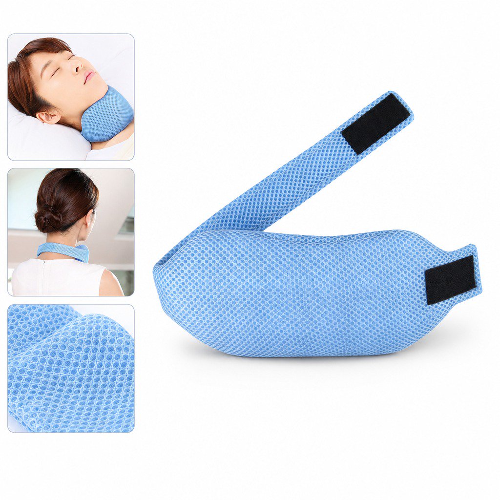 Anti Snoring Chin Strap 2 Pack, Sleep Jaw Strap Under Chin Band for Mouth Breathers, Breathable Mesh Chin Support with Hook Loop Closure, Blue