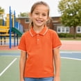 thumbnail image 5 of Lumtrix Boys Solid Uniform Short-Sleeve Polo Shirt | Breathable Short Sleeve Tops Collared Button Down Tees Saffron 130, 5 of 6