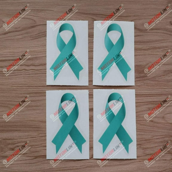 4X Reflective 4" Ovarian Cancer Awareness Teal Ribbon Decal Sticker Vinyl