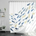 thumbnail image 2 of Fish Shower Curtain Set Abstract Swiming Fishes Minimalist Shower Curtains Cartoon Ocean Children Kids Waterproof Fabric Decorative for Bathroom Tub with 12 Hooks, 72X72 Inches (Blue&Yellow), 2 of 6