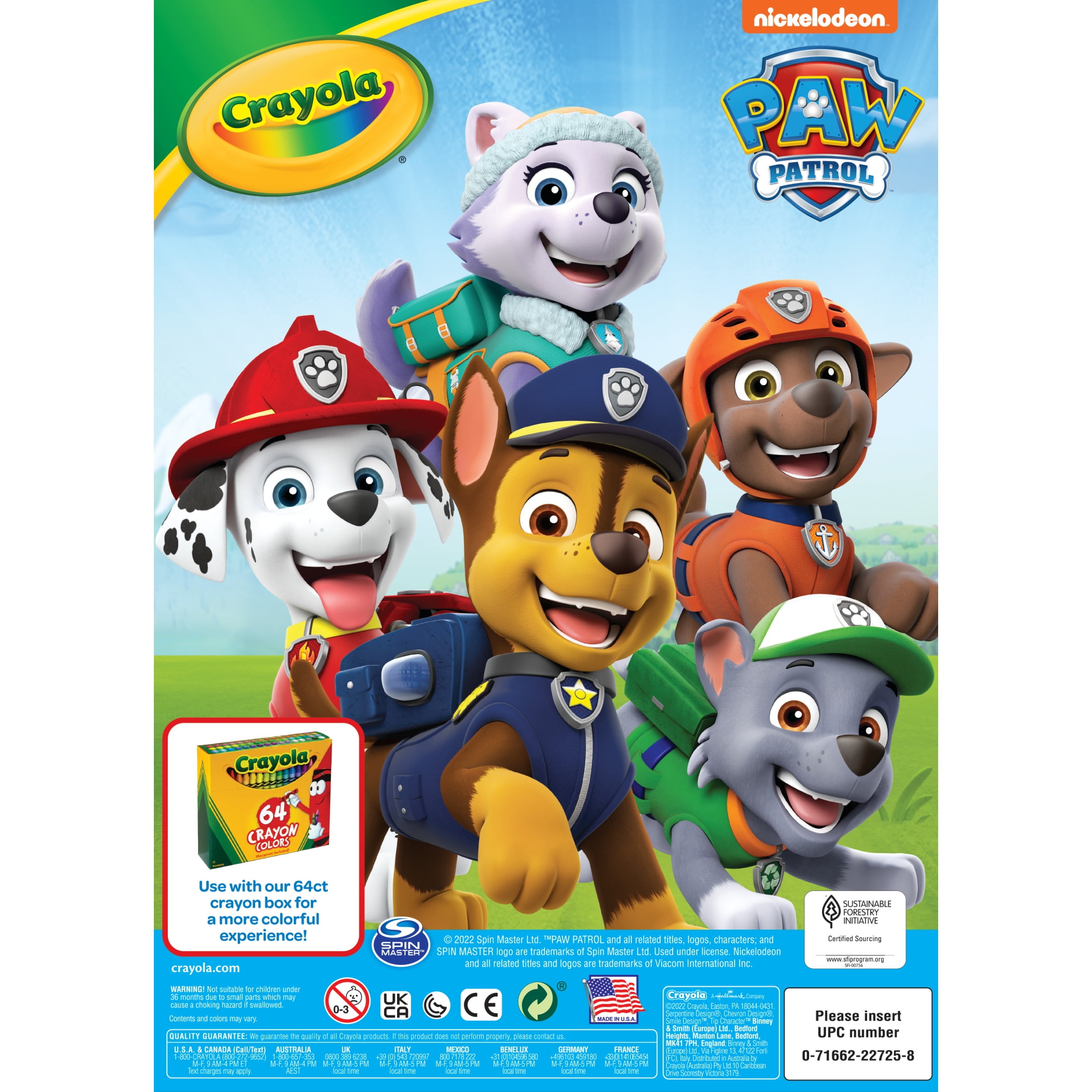 Crayola PAW Patrol Coloring Book with Stickers, 96 Coloring Pages, Travel Activities for Kids, PAW Patrol Gift for Toddlers, Ages 3+