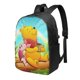 thumbnail image 1 of Mochila de viaje para portátil con diseño de Winnie The Pooh Light Flight, antirrobo con puerto de carga USB, mochila universitaria, gran capacidad para el trabajo, color negro, 17 pulgadas, 1 of 8