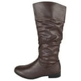 thumbnail image 2 of Forever Women Flat Heel Slouchy Mid-Calf Basic Light Weight Boots Side Zipper Hidden Elastic Opening GENTLE-61 Dark Brown PU 6.5, 2 of 4